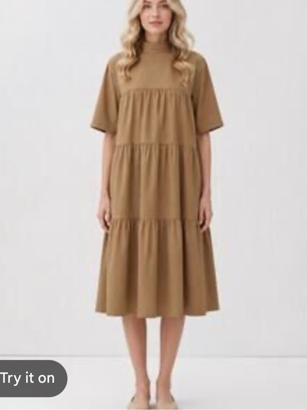Everlane xs tiered mock neck dress